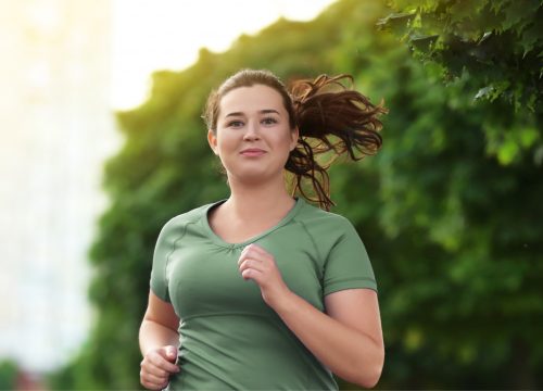 Woman working on weight loss for obesity